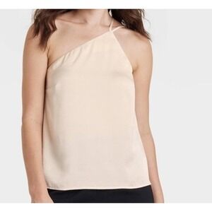 A New Day One Shoulder Strap‎ Tank Top Cream Ivory Medium NEW Sleek Versatile